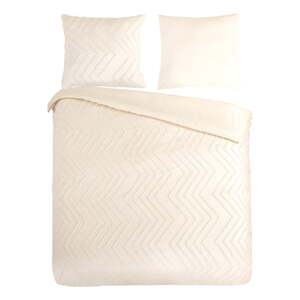 Krem posteljina za bračni krevet/za produženi krevet od mikrovlakana 200x220 cm Pure Zigzag – Good Morning