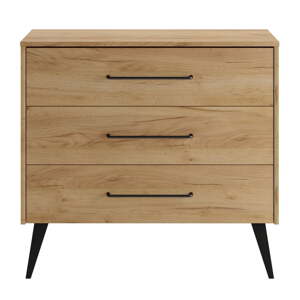Niska dječja komoda u dekoru bukve u prirodnoj boji 100x92 cm Retro – Pinio