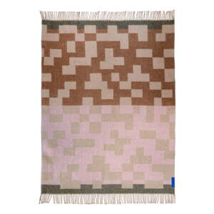 Ružičasta/smeđa deka od mješavine vune 130x190 cm Maze – Mette Ditmer Denmark