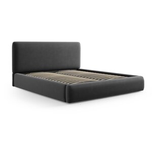 Tamno sivi tapecirani bračni krevet s prostorom za pohranu s podnicom 160x200 cm Colonel – Cosmopolitan Design