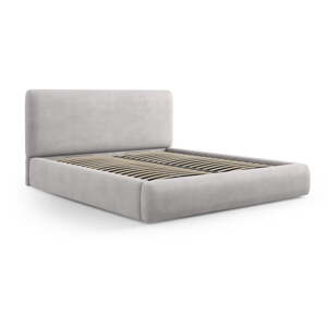 Svijetlo sivi tapecirani bračni krevet s prostorom za pohranu s podnicom 160x200 cm Colonel – Cosmopolitan Design