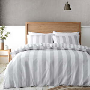 Bijela/siva posteljina za bračni krevet/za produženi krevet 230x220 cm Cove Stripe – Catherine Lansfield