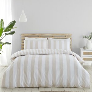 Bijela/bež posteljina za bračni krevet/za produženi krevet 230x220 cm Cove Stripe – Catherine Lansfield