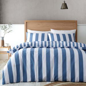 Bijela/plava posteljina za bračni krevet 200x200 cm Cove Stripe – Catherine Lansfield