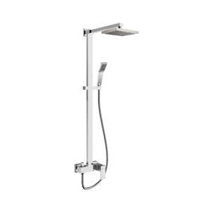 Mjedeni set za tuš kabinu u sjajno srebrnoj boji s baterijom s glavom za tuš/sa ručnim tušem 118 cm Latus – Sapho