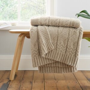 Bež pletena deka 150x200 cm Cable Knit – Bianca
