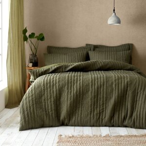 Kaki zelena posteljina za bračni krevet 200x200 cm Tamba Stripe – Pineapple Elephant