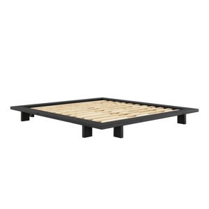 Crni bračni krevet od borovine s letvicom 180x200 cm Japan - Karup Design