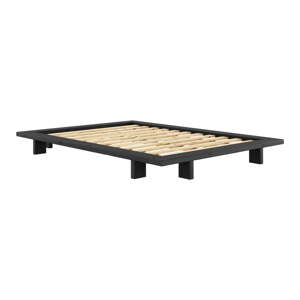 Crni bračni krevet od borovine sa letvicom 140x200 cm Japan - Karup Design