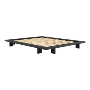 Crni bračni krevet od borovine sa letvicom 160x200 cm Japan - Karup Design