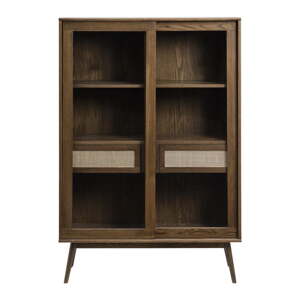 Tamno smeđa vitrina u dekoru hrasta s kliznim vratima 110x160 cm Barrali – Unique Furniture