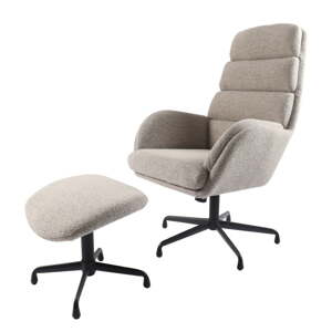 Svijetlo siva fotelja s naslonjačem za noge za opuštanje od bouclé tkanine Sifton – Unique Furniture