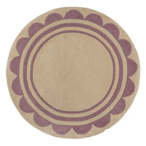 Ljubičasti/u prirodnoj boji ručno rađen vunen okrugao tepih ø 120 cm Lois Scallop – Flair Rugs