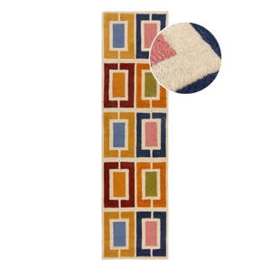 Ručno rađena vunena staza 60x230 cm Retro Blocks – Flair Rugs