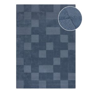 Tamno plavi ručno rađen vunen tepih 160x230 cm Checkerboard – Flair Rugs