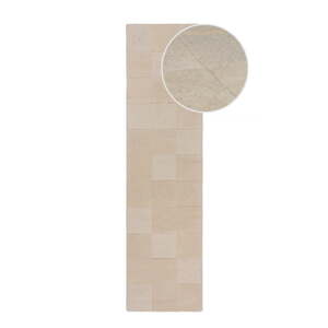 Bež ručno rađena vunena staza 60x230 cm Checkerboard – Flair Rugs