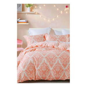Ružičasta/bež posteljina za bračni krevet/za produženi krevet od renforce pamuka s uključenom plahtom/4-dijelna 200x220 cm Damask – Mila Home