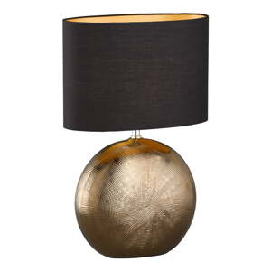 Crna/u brončanoj boji stolna lampa keramička s tekstilnim sjenilom (visina 53 cm) Foro – Fischer & Honsel
