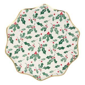 Papirnati jednokratni tanjuri u setu 8 kom Holly Pattern – Meri Meri