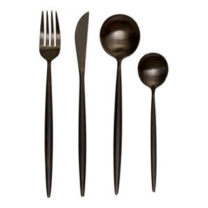 Crni pribor 16 kom od nehrđajućeg čelika Modern retro – Premier Housewares