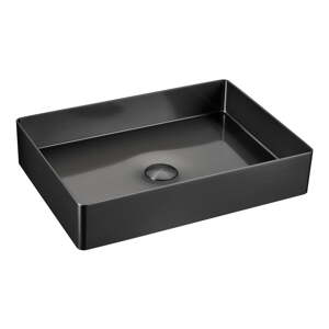 Crni umivaonik od nehrđajućeg čelika 50x35 cm Aurum – Sapho