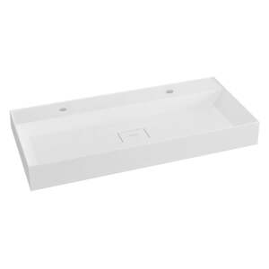 Bijeli dupli umivaonik od mineralnog kompozita 96x44 cm Godiva – Sapho