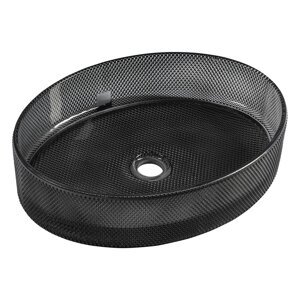 Crni stakleni umivaonik 49x38 cm Nobal – Sapho