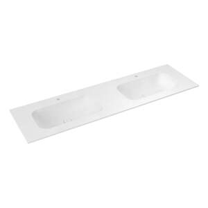 Bijeli dupli umivaonik od umjetnog kamena 200x51,5 cm Aruba – Sapho