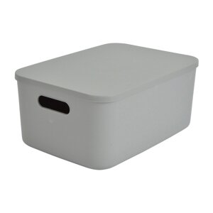 Siva plastična kutija za pohranu s poklopcem 35,5x25,5x16 cm – Homéa
