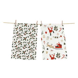 Pamučna kuhinjska krpa 2 kom s božićnim motivom 50x70 cm Happy Santa – Butter Kings