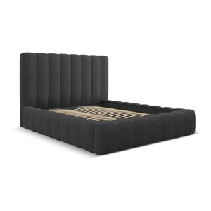 Antracitno sivi tapecirani bračni krevet s prostorom za pohranu s podnicom 160x200 cm Kelp – Micadoni Home