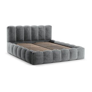 Sivi tapecirani bračni krevet s prostorom za pohranu s podnicom 180x200 cm Lupine – Micadoni Home