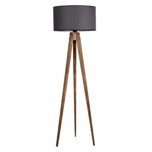 Crna/smeđa stojeća svjetiljka s tekstilnim sjenilom (visina 153 cm) Tripod – Opviq lights