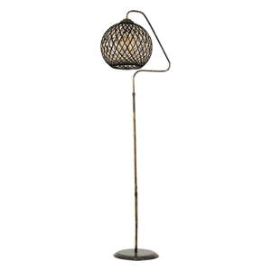Crna/u zlatnoj boji stojeća svjetiljka sa sjenilom od jute (visina 154 cm) – Opviq lights
