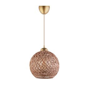 Smeđa/u zlatnoj boji viseća svjetiljka s tekstilnim sjenilom ø 22 cm – Opviq lights