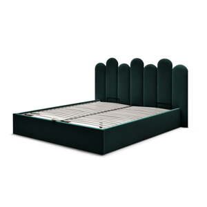 Zeleni tapecirani bračni krevet s prostorom za odlaganje s podnicom 160x200 cm Badja – Bobochic Paris
