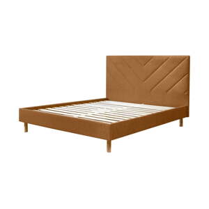 Narančasti tapecirani bračni krevet s podnicom 140x190 cm Romane – Bobochic Paris