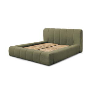 Zeleni tapecirani bračni krevet s prostorom za odlaganje s podnicom 180x200 cm Denali – Bobochic Paris