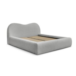 Svijetlo sivi tapecirani bračni krevet s prostorom za odlaganje s podnicom 140x190 cm Orlane – Bobochic Paris