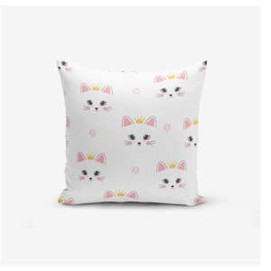Dječji jastuk 43x43 cm White Pink Cat – Mila Home