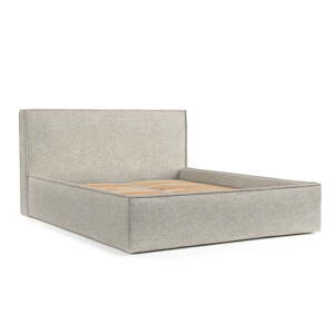 Bež tapecirani bračni krevet s prostorom za pohranu s podnicom 180x200 cm Lounge L – Maison de Rêve