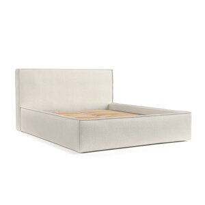 Krem tapecirani bračni krevet s prostorom za pohranu s podnicom 180x200 cm Lounge L – Maison de Rêve