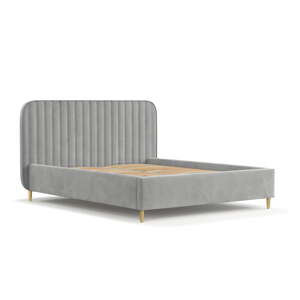 Sivi tapecirani bračni krevet s prostorom za pohranu s podnicom 180x200 cm Noto – Maison de Rêve