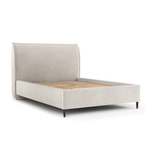 Krem tapecirani bračni krevet s prostorom za pohranu s podnicom 180x200 cm Shell – Maison de Rêve