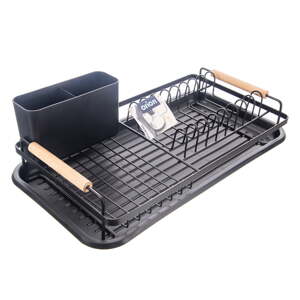 Crni metalni ocjeđivač za posuđe 43x28,5 cm Radka – Orion