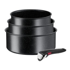 Aluminijski lonci 3 kom s neprianjajućom površinom/s uklonjivom ručkom prikladni za indukcijsko kuhalo INGENIO Black stone L3998902 – Tefal