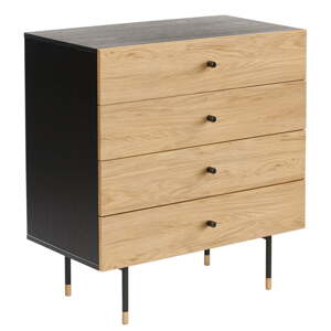 Crna/u prirodnoj boji visoka komoda u dekoru hrasta 80x87 cm Jugend – Woodman