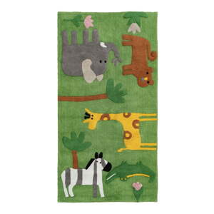 Zelena periva pamučna staza 90x175 cm Animals – Ixia