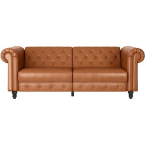 Konjak smeđa sklopiva sofa od imitacije kože 236 cm Felix – Støraa