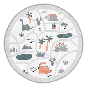 Svijetlo sivi perivi dječji tepih za igru ø80 cm Dino Park – Mila Home